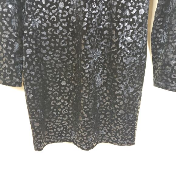 525 America Black Leopard Velvet Dress Size M - Picture 2 of 12